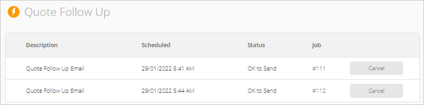 status of quote follow up