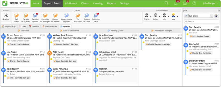 Queues board example