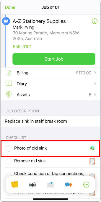 checklist task with the word photo in it