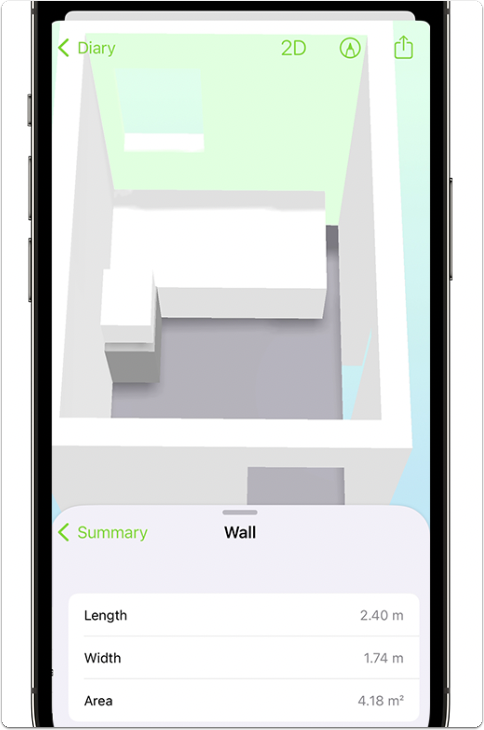 Tapping walls to view dimensions