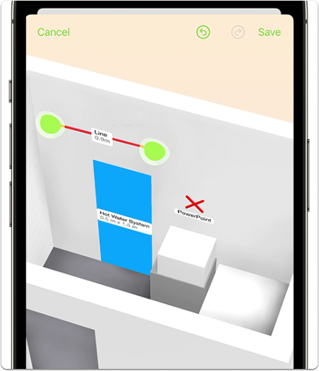 Drawing a measurement line between points