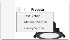 Adding a materials section via plus button