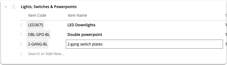 Editing item name with bold first line