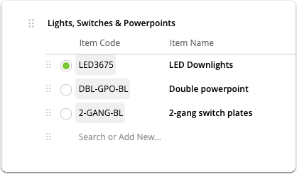 Multiple choice section for client selection