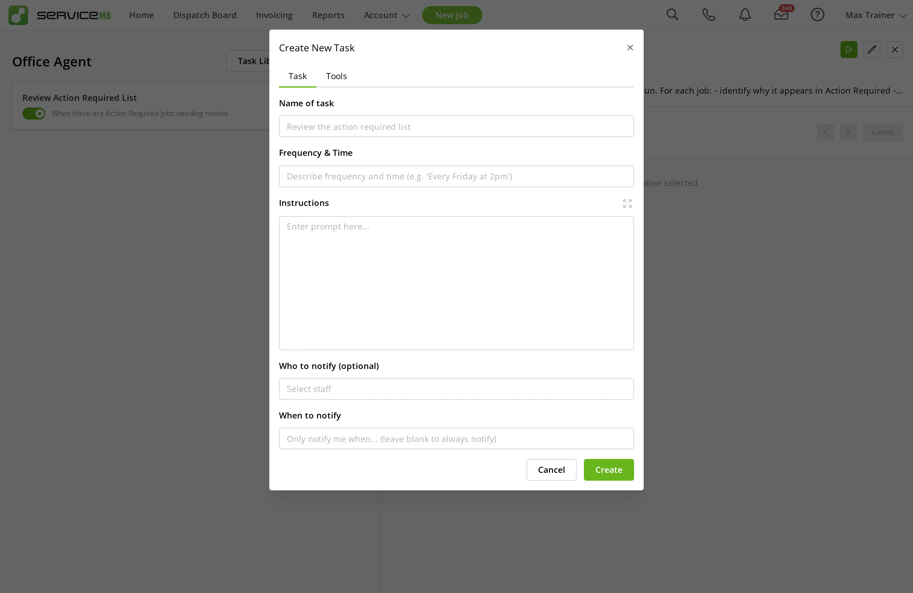 Create a new Office Agent task