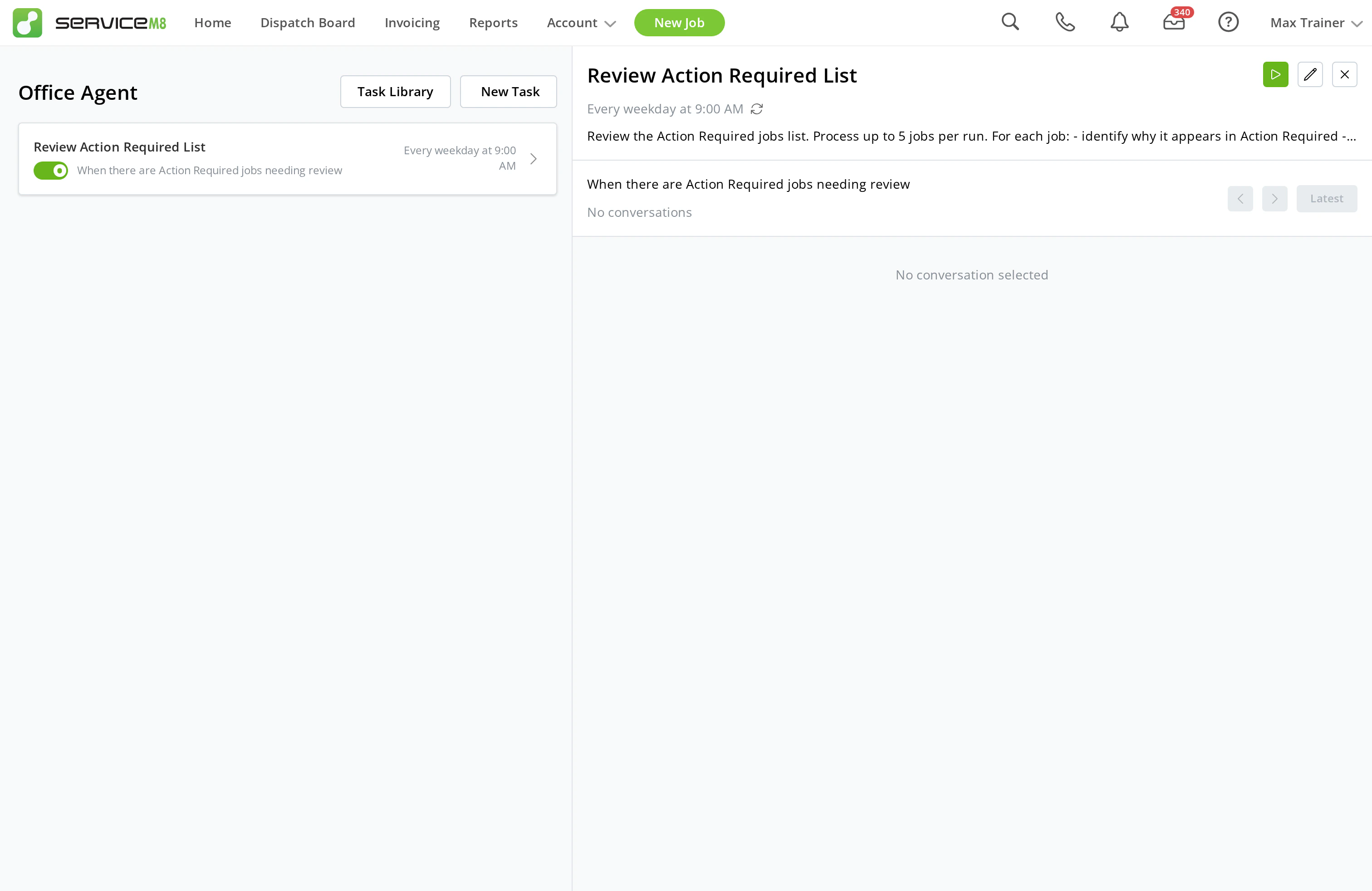Task Library task added to the Office Agent workspace