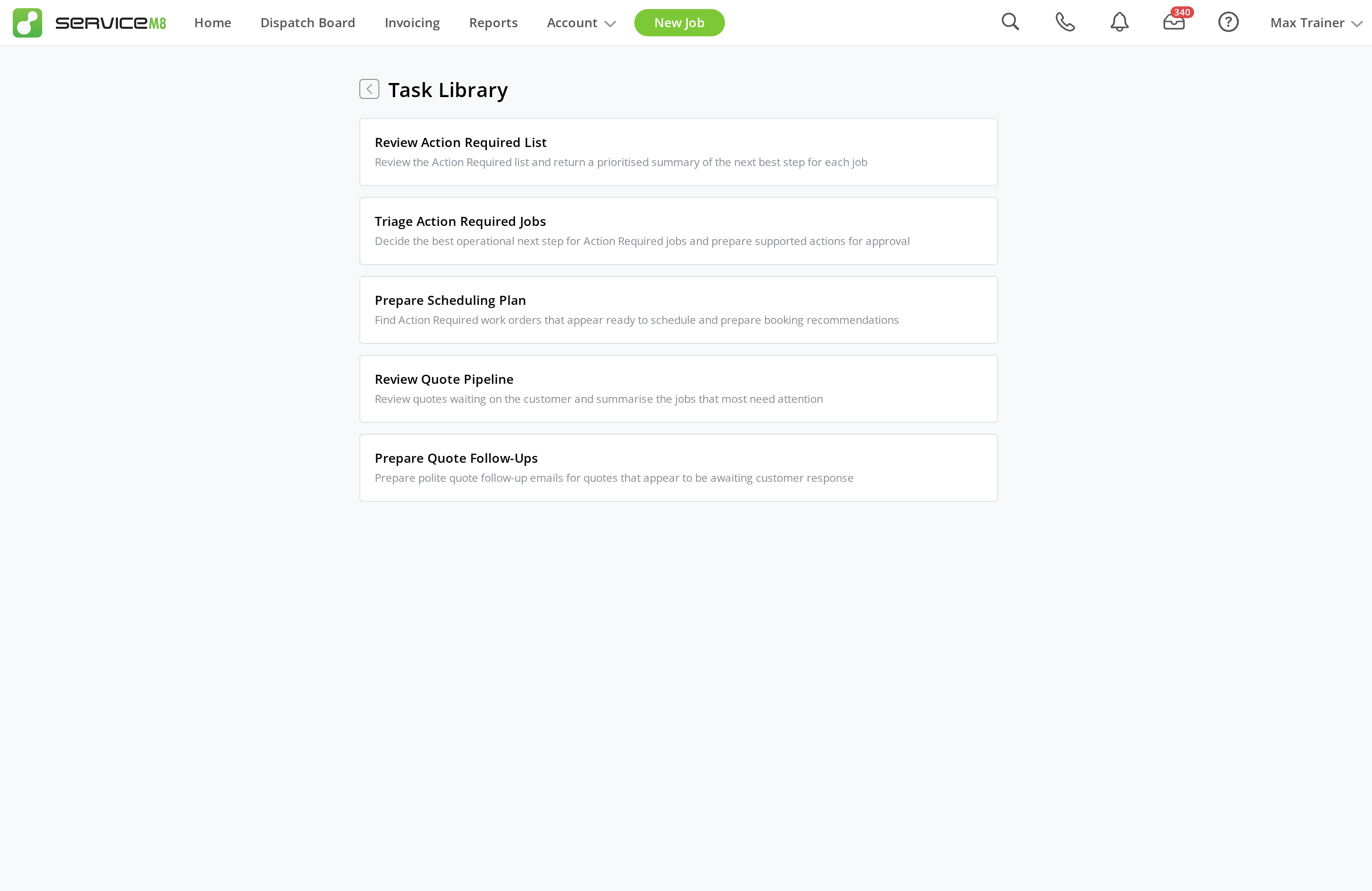 Task Library list in Office Agent