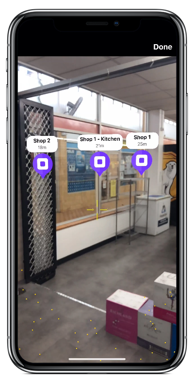 Augmented reality view of asset locations