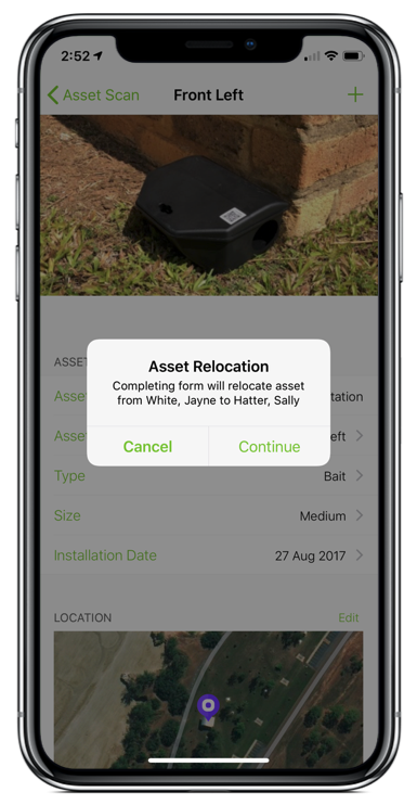 Prompt to reassign asset to new client