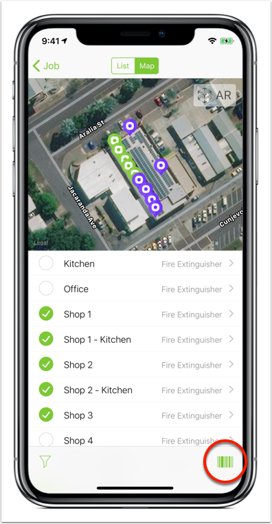 Barcode scan icon to open asset scanner
