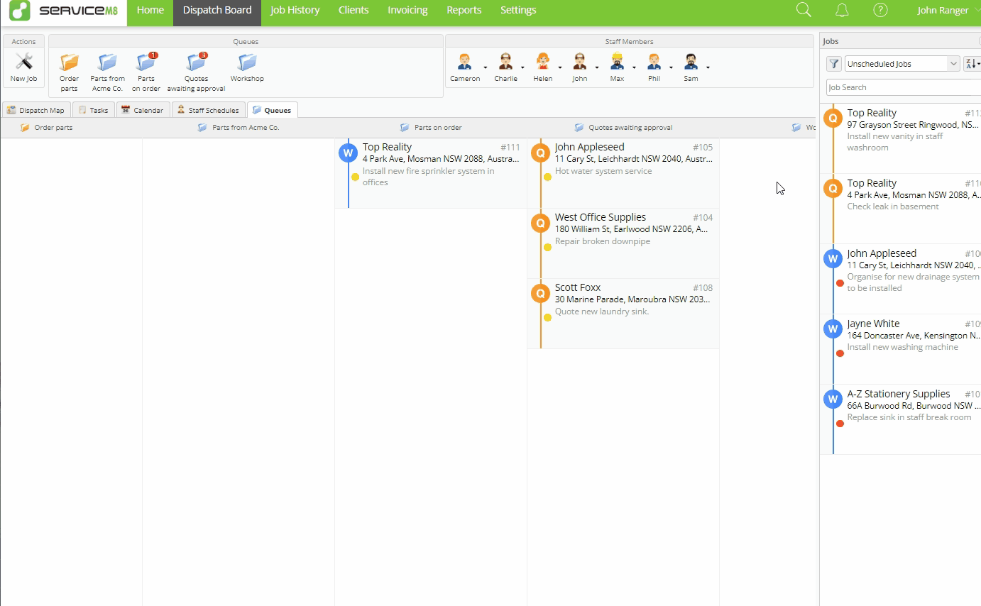 drag job to queue gif