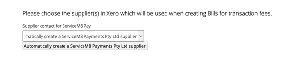 Supplier contact set to ServiceM8 Payments