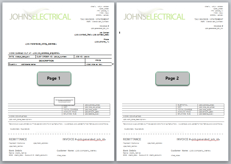 example of blank page with header and footer