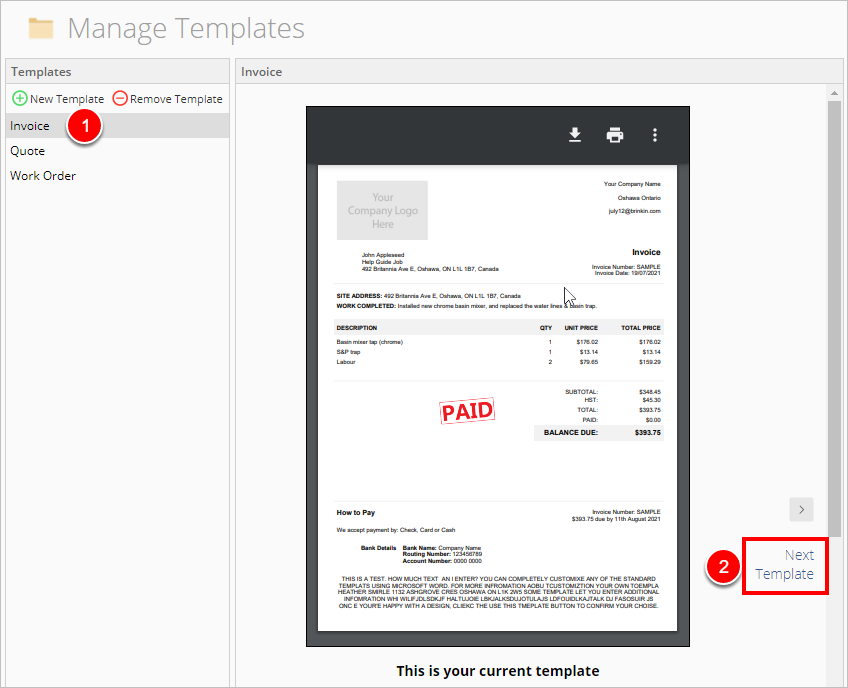 current template no logo