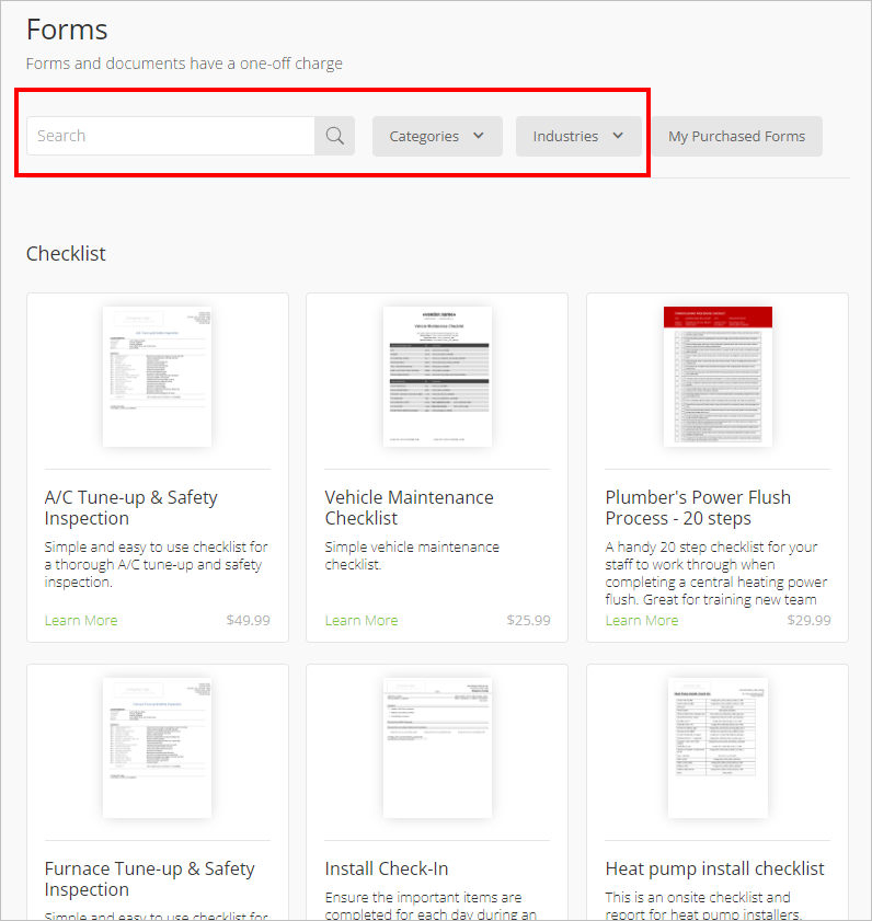 Searching for Forms in the Form Store