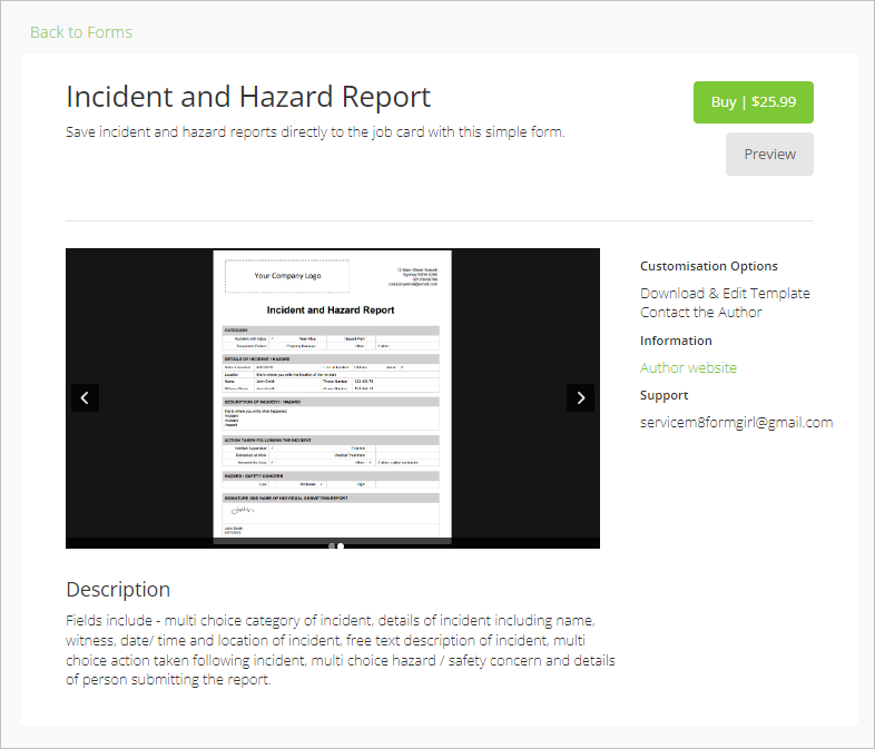 Sample Form - Incident and Hazard Report