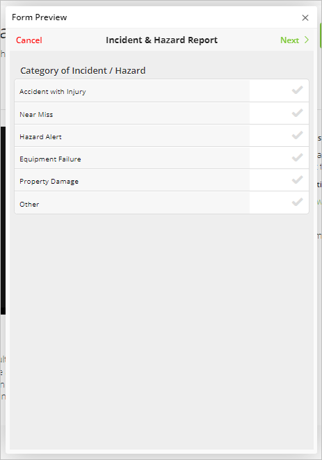 Sample completion of Form in the field