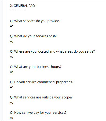 FAQs in custom template