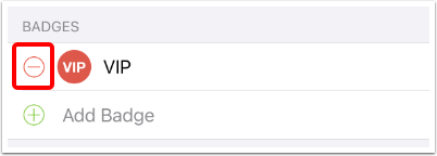 tap the minus sign to remove a badge from a client card