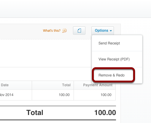 Click the "Options" button at the top right, then click "Remove & Redo"