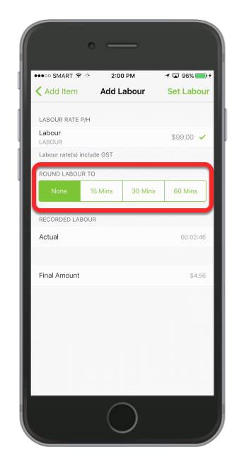 And if you wish to round your timer to the nearest 15 min / 30 min / 60 min, tap the rounding option.