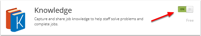 Activating the Knowledge add-on switch