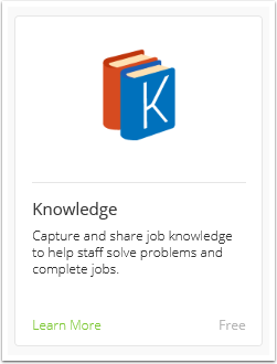 Knowledge add-on in the add-ons list