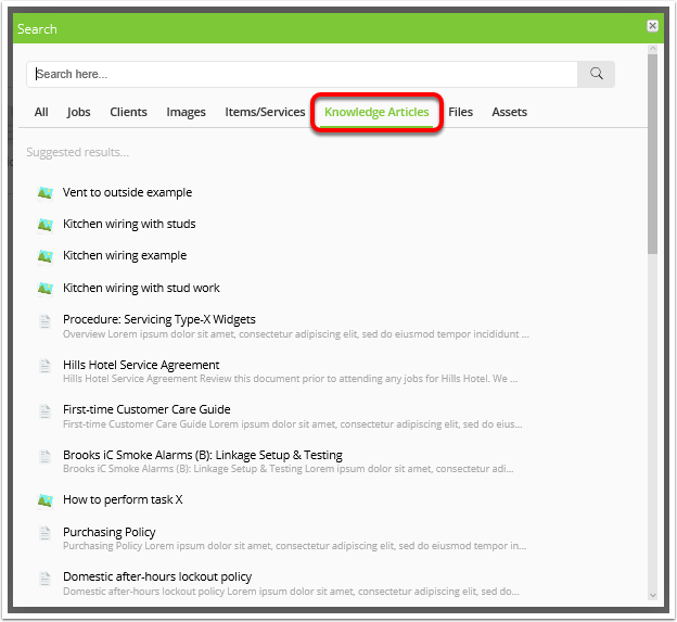 Knowledge search results online