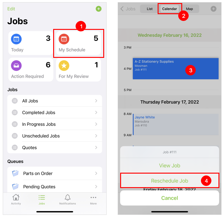 rescheduling from calendar view