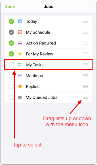 selecting and arranging lists