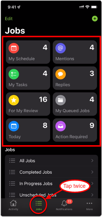 jobs view in app