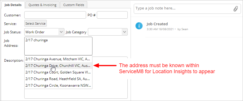 selecting address from dropdown suggestions