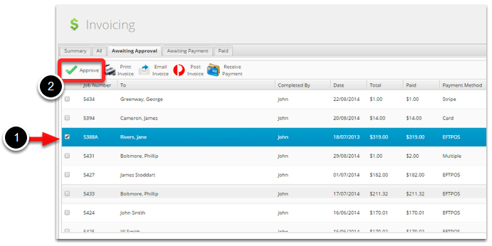 Awaiting Approval tab