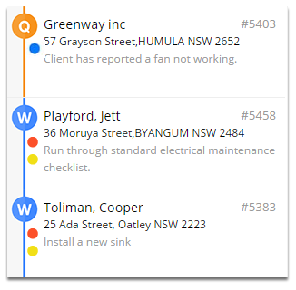 Job list notification status dots