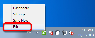Right-click on it and click Exit