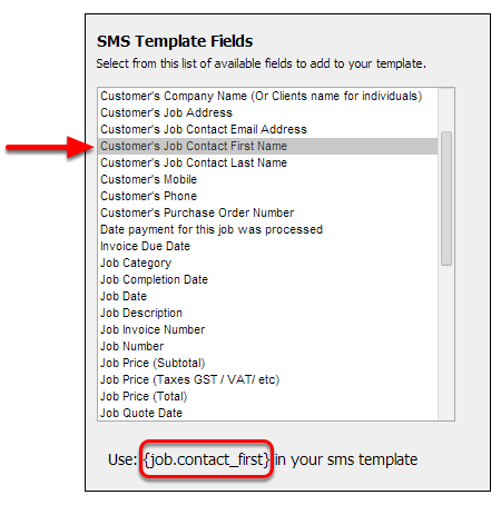 Use the SMS Template Fields