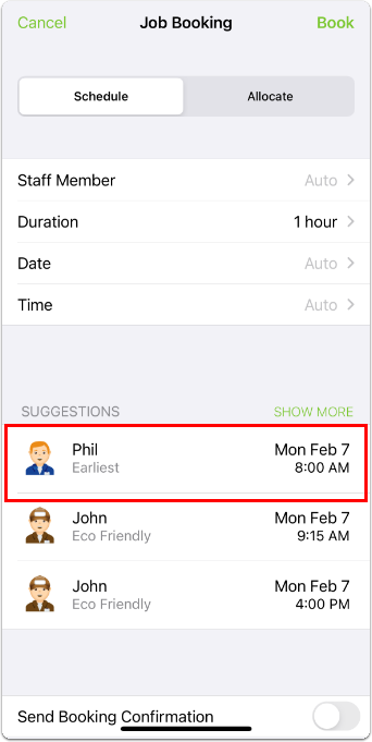 earliest available booking