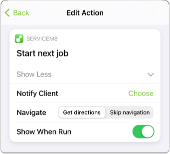 edit shortcut action