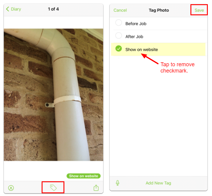 deleting tag from photo