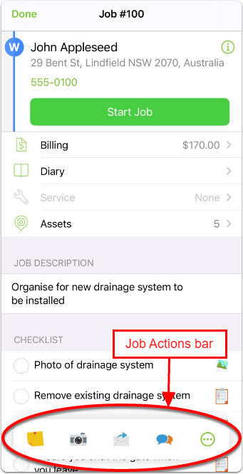 job actions bar