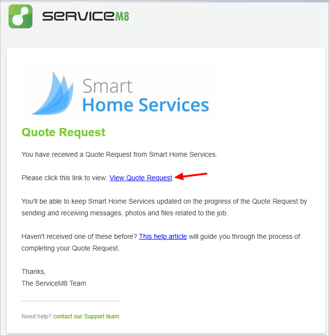 receiving an email about a Network Request