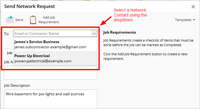 selecting a Network Contact