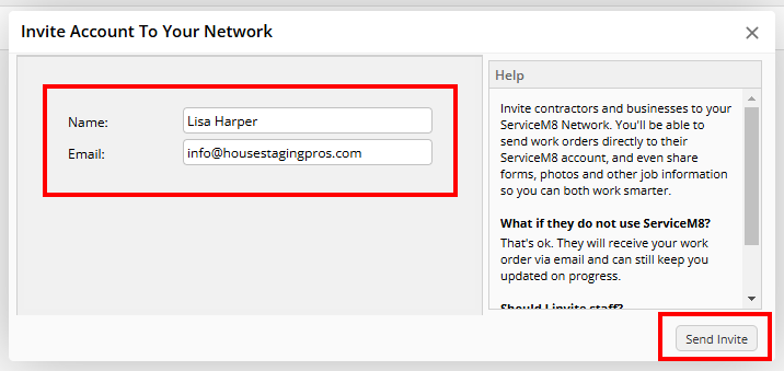 Inviting a Network Contact