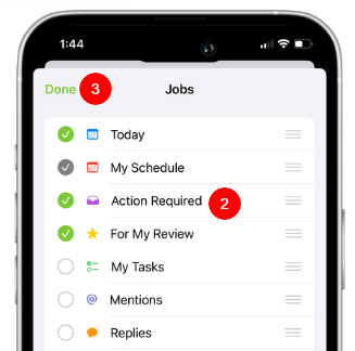 tap Action Required, then Done