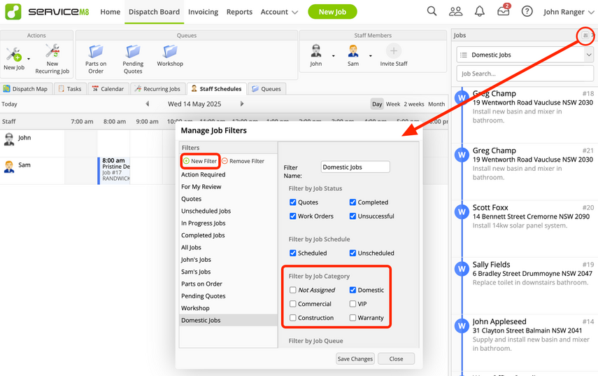 Creating a filter by Job Category