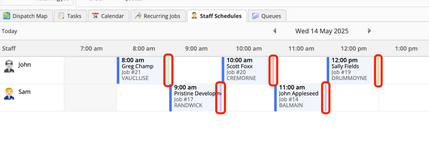Category colours on staff schedule view