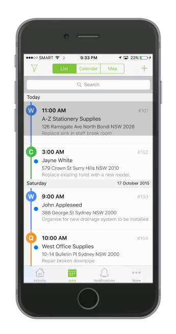 Open a job from the app