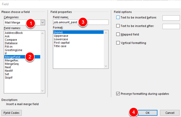 inserting Amount Paid field