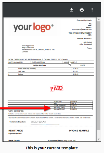 modified invoice