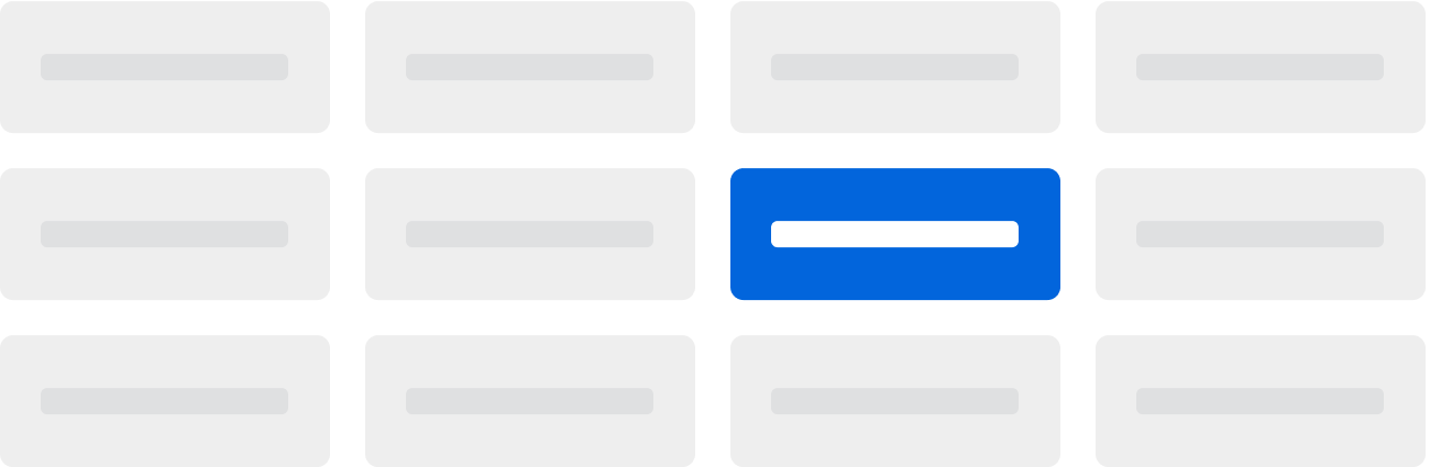 A series of gray boxes, with one blue, to show high color contrast among items